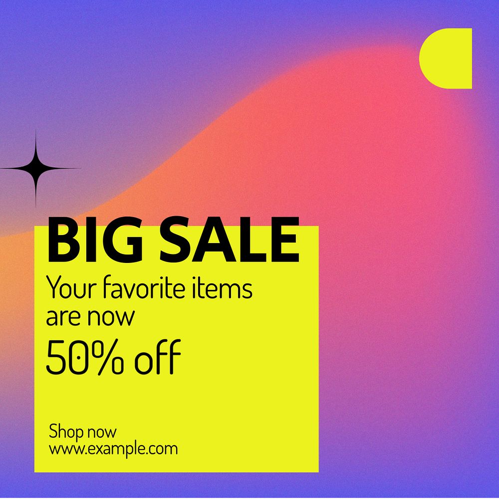 Big sale Instagram post template, editable text