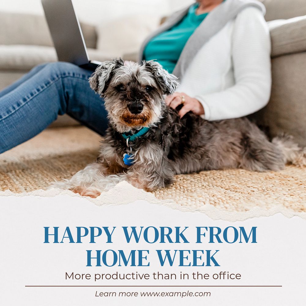 Happy Work From Home Week Instagram post template, editable text