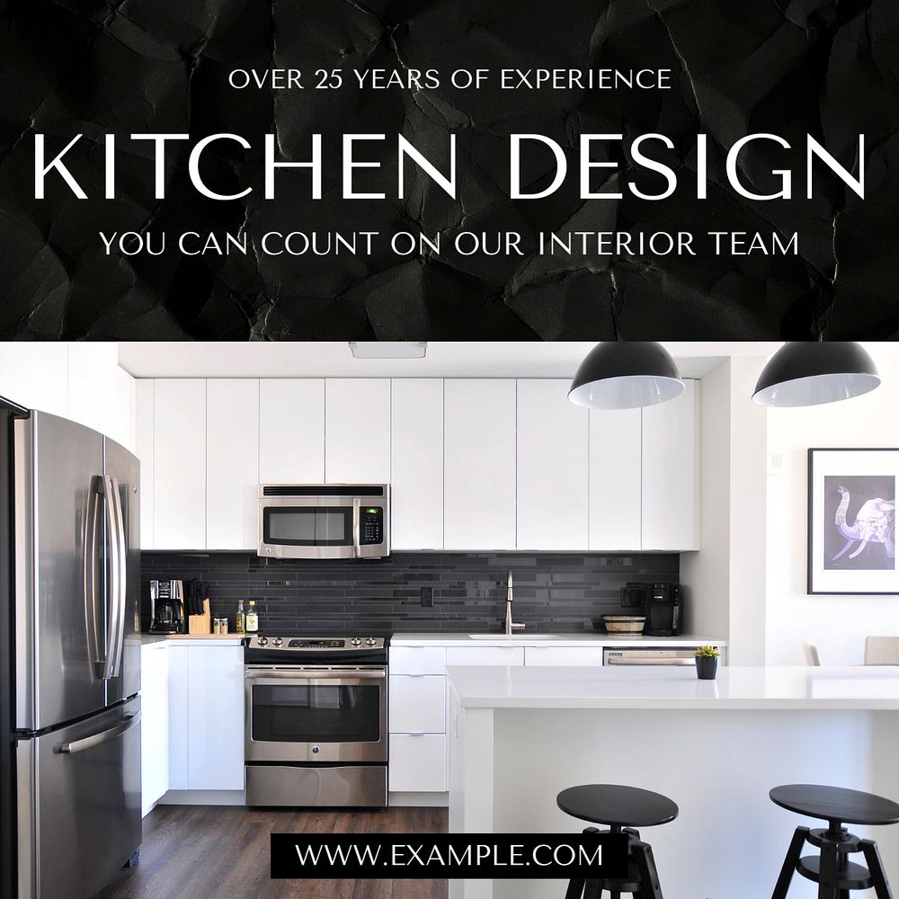 Kitchen design Instagram post template, editable text