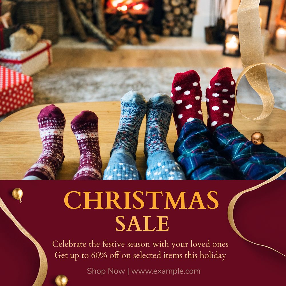 Christmas sale Instagram post template, editable text