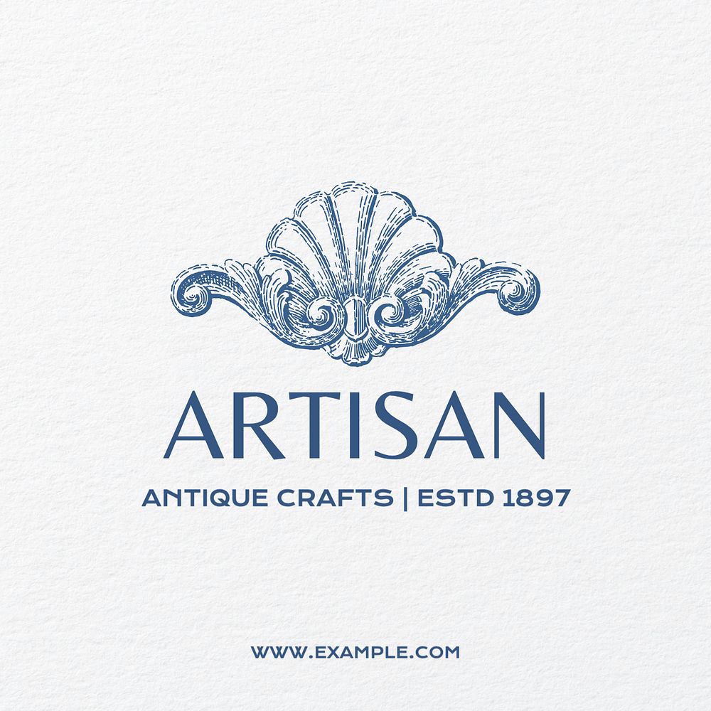 Antique crafts Instagram post template, editable text