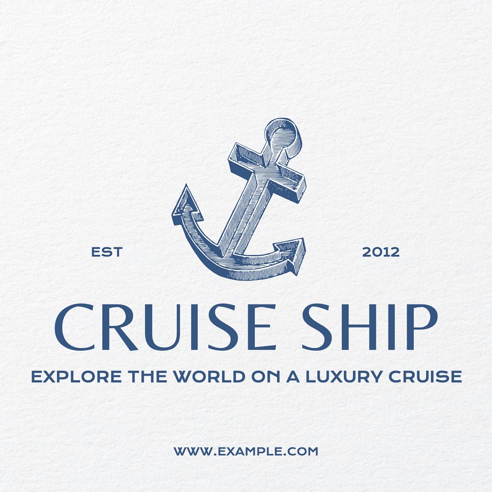 Cruise ship Instagram post template, editable text