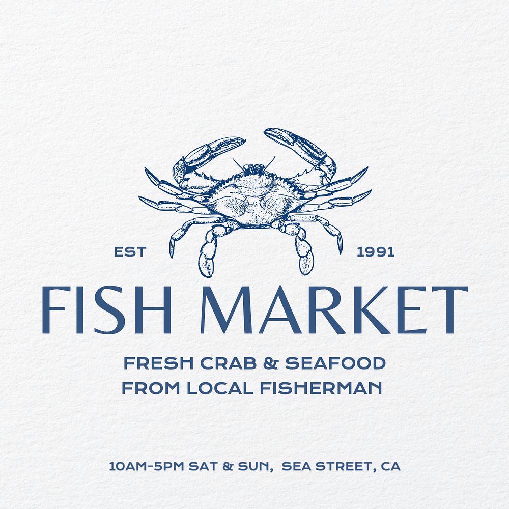 Fish market Instagram post template, editable text