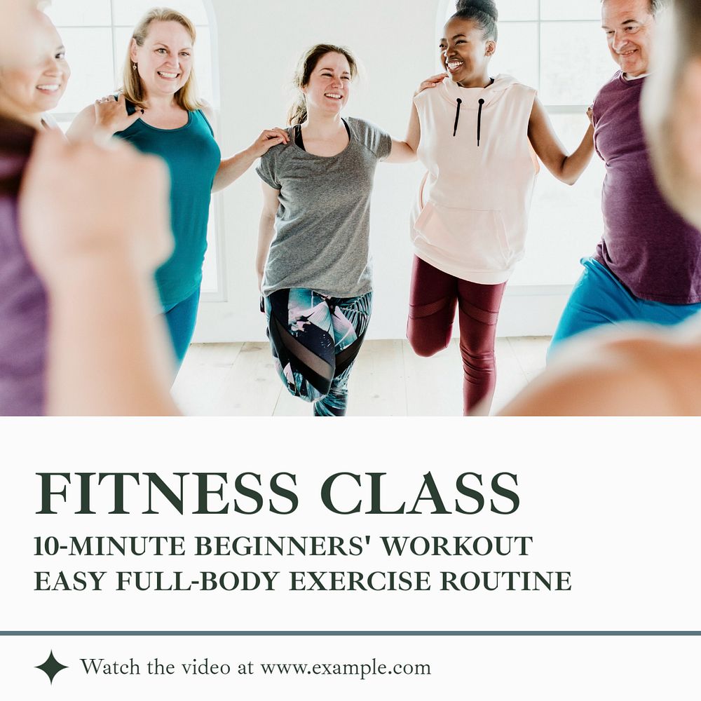 Fitness class Instagram post template, editable text