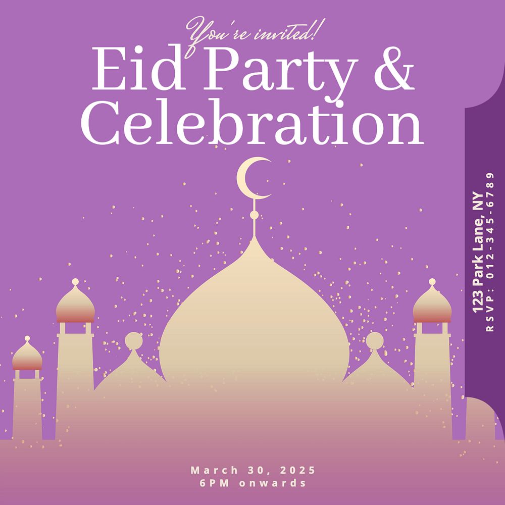 Eid party Instagram post template, editable text