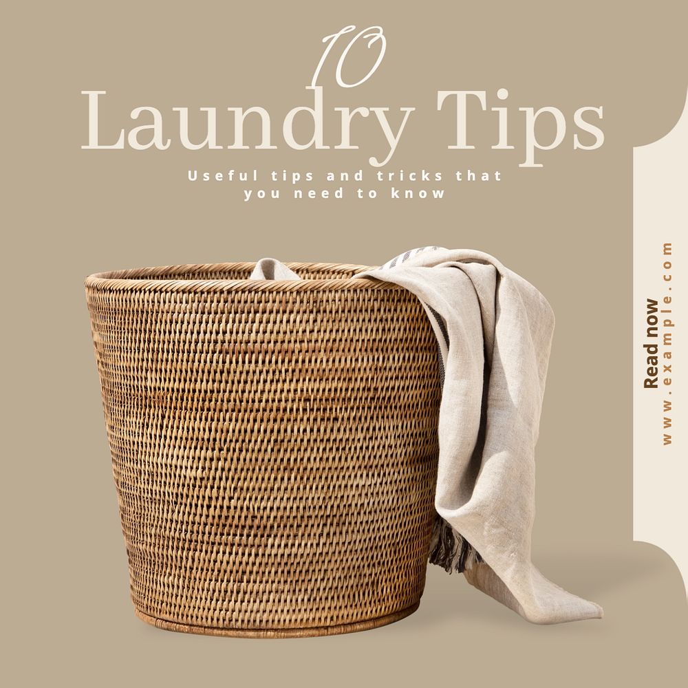 Laundry tips Instagram post template, editable text