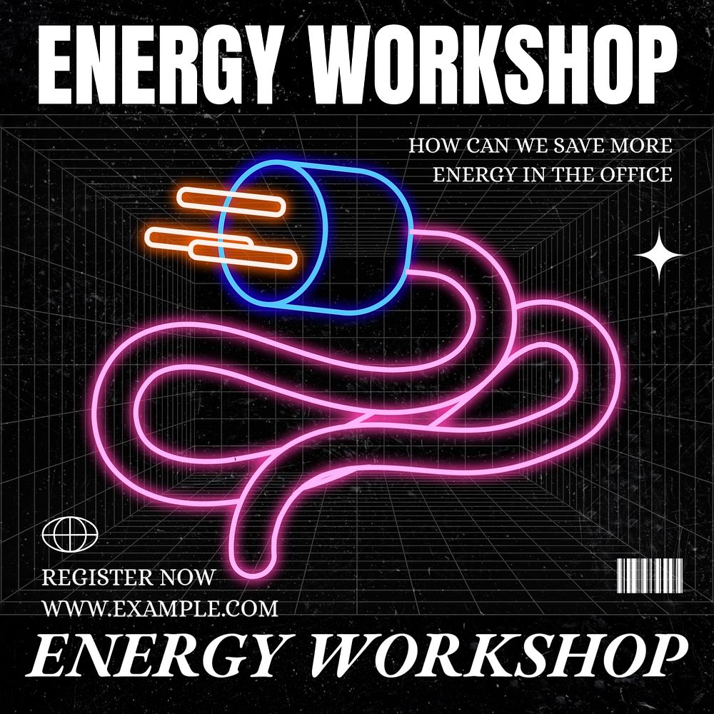 Energy workshop Instagram post template, editable text