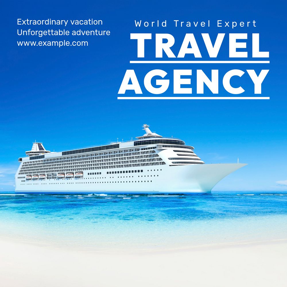 Travel agency Instagram post template, editable text