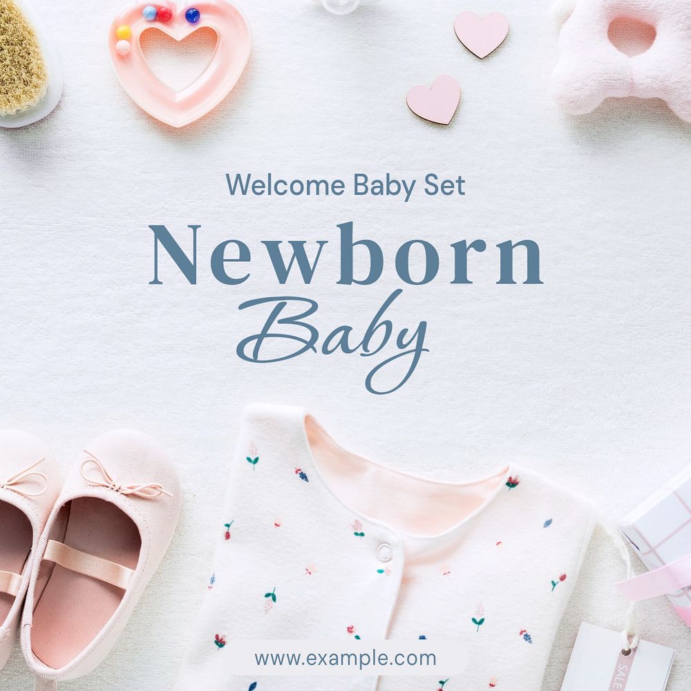 Baby essentials Instagram post template, editable text