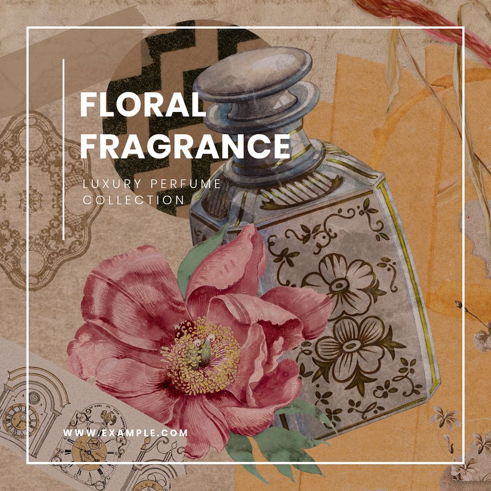 Floral fragrance Instagram post template, editable text