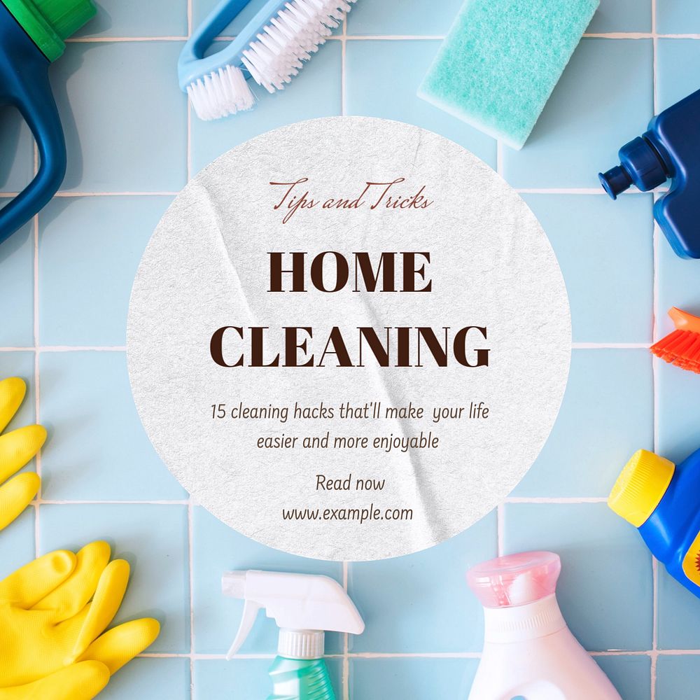 home cleaning Instagram post template, editable text