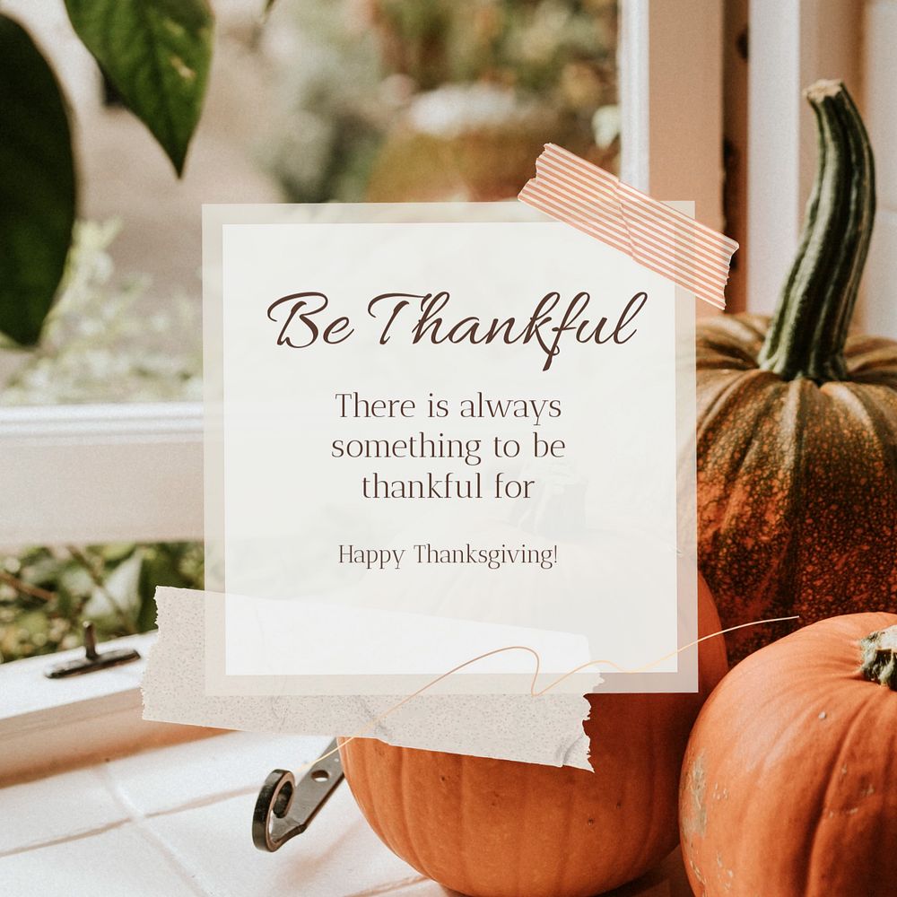 Be thankful Instagram post template, editable text