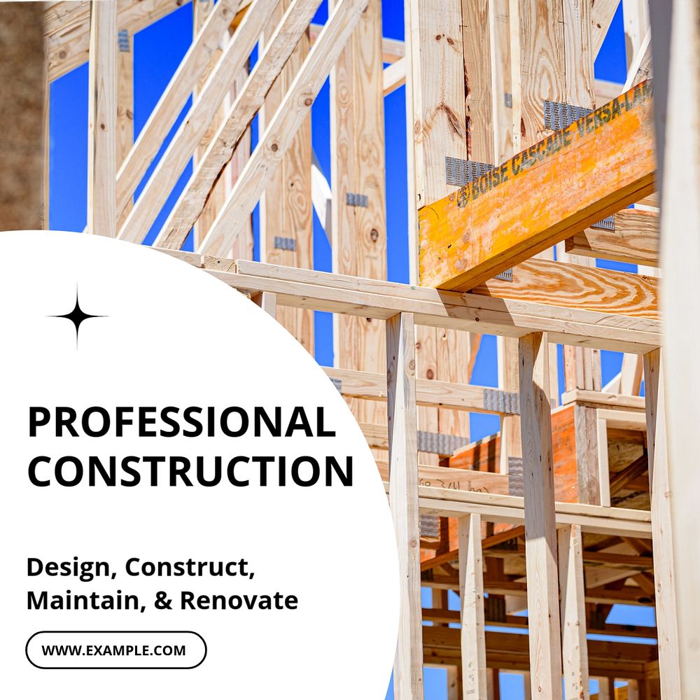 Professional construction Instagram post template, editable text