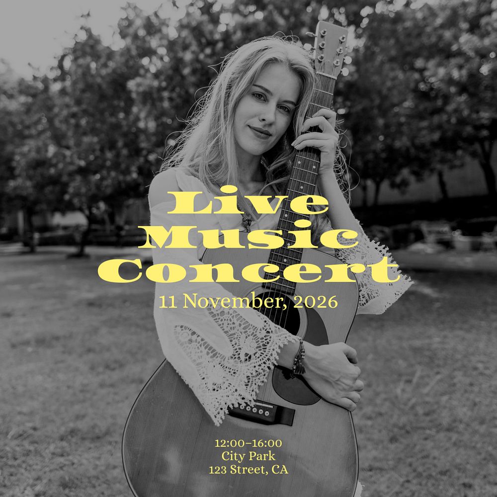 Live music concert Instagram post template, editable text