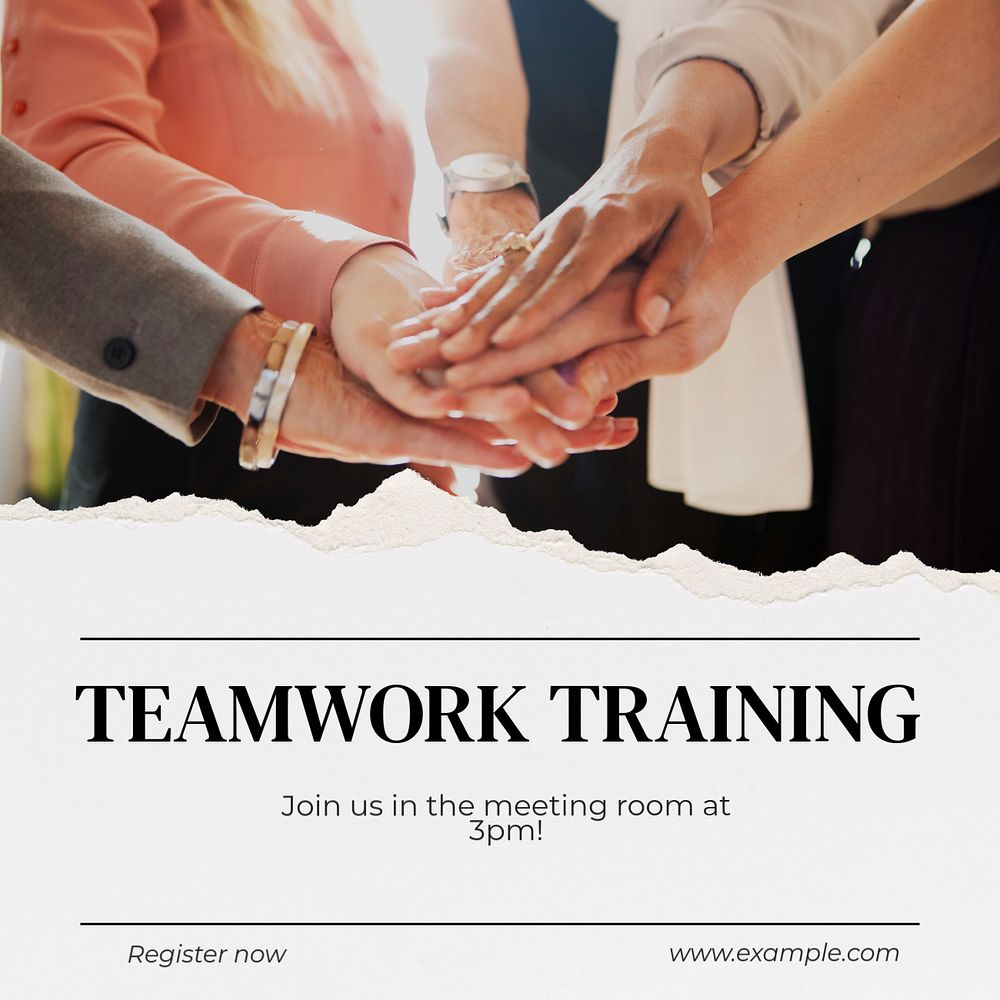 teamwork Instagram post template, editable text