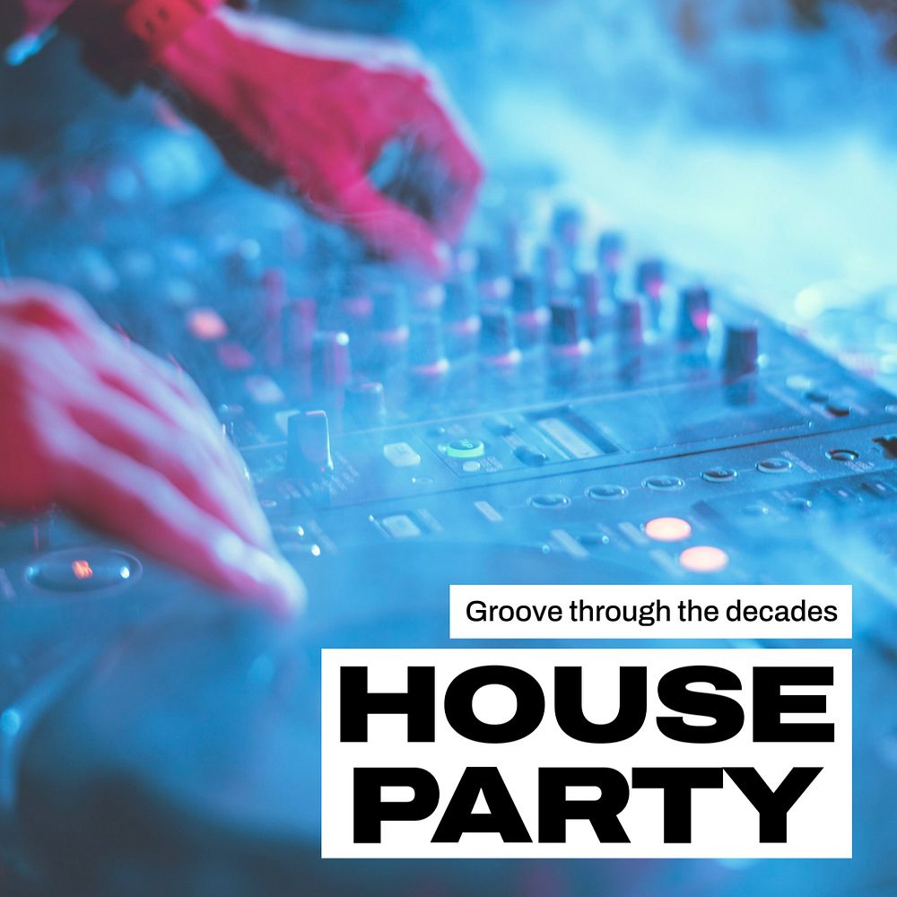 House party Instagram post template, editable text