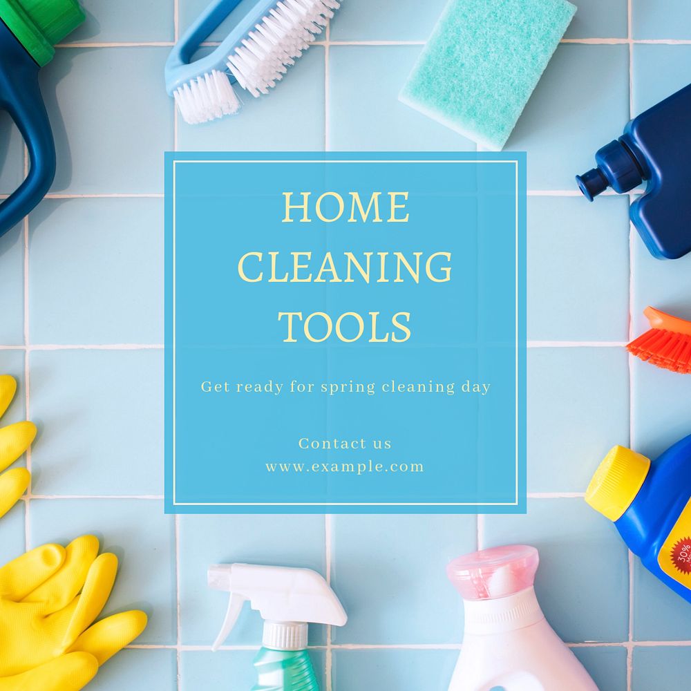 home cleaning tool Instagram post template, editable text