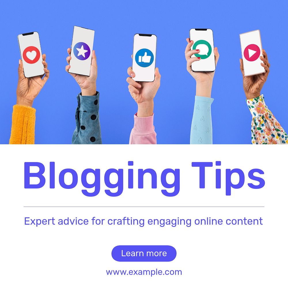 Blogging tips Instagram post template, editable text