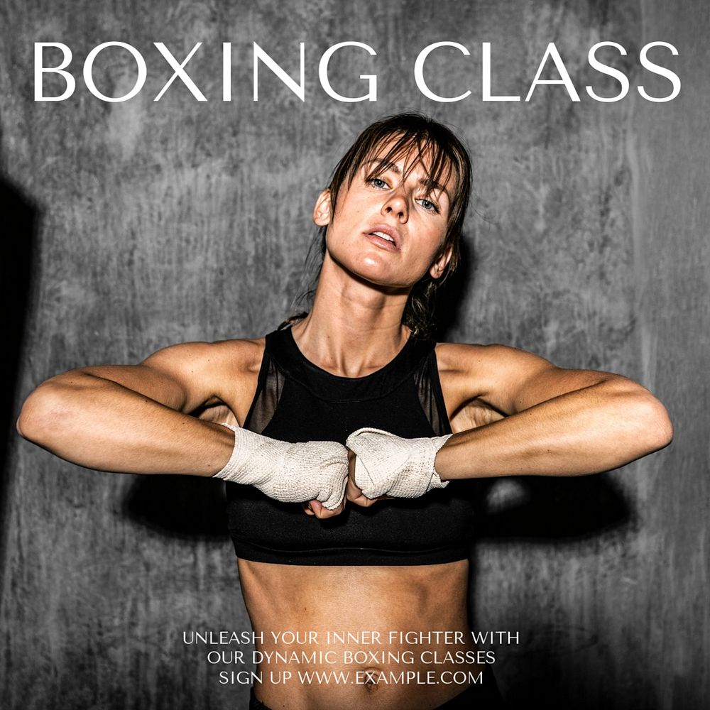 Boxing class Instagram post template, editable text