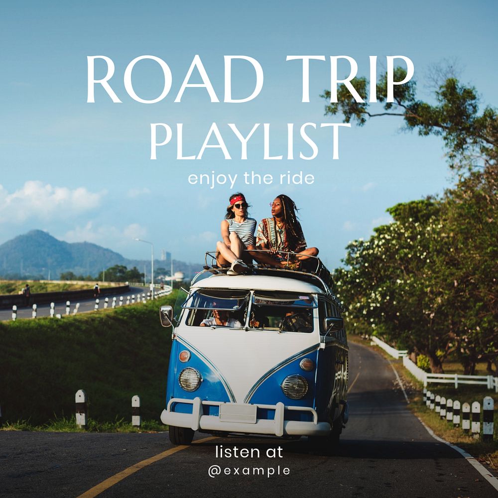 Music playlist Instagram post template, editable text