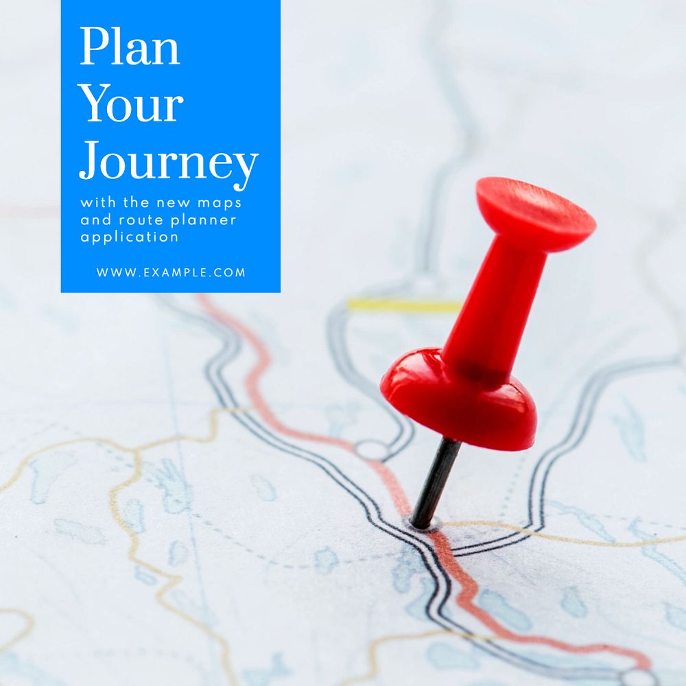 Plan your journey Instagram post template, editable text