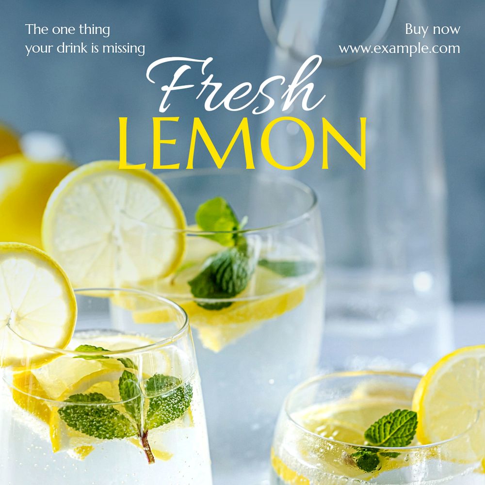 Fresh lemon Instagram post template, editable text