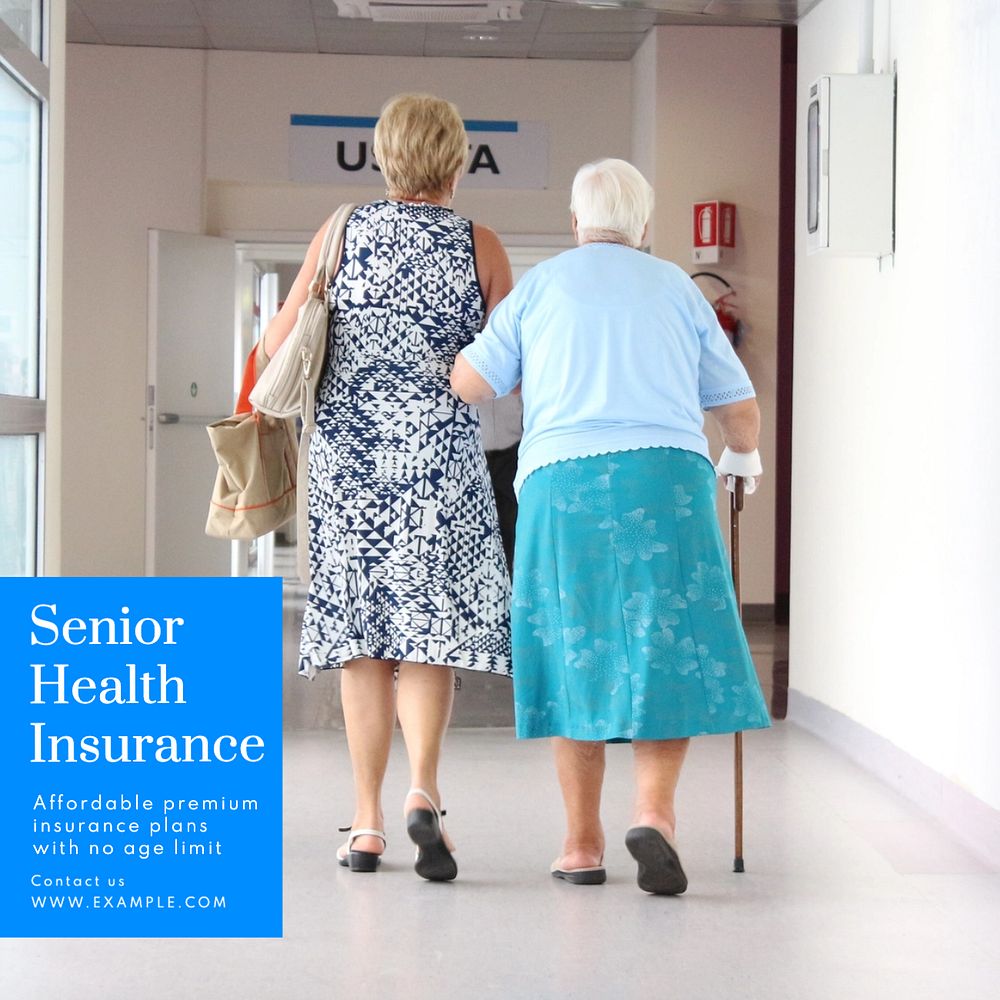 Senior health insurance Instagram post template, editable text