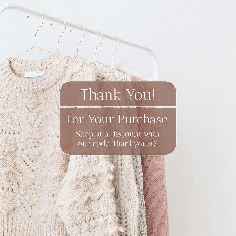 Thank you message Instagram post template, editable text