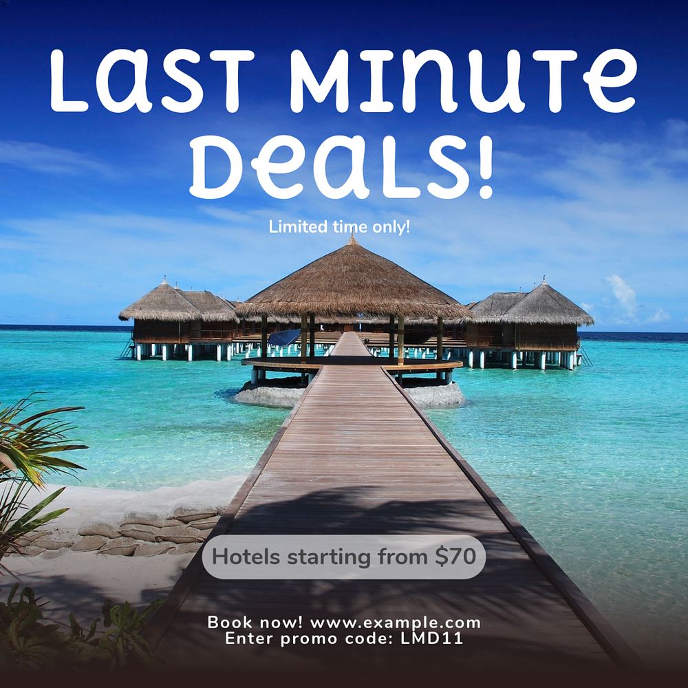 Hotel deals Instagram post template, editable text