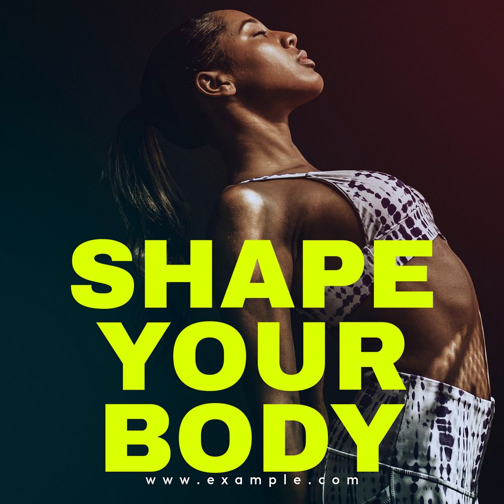 Shape your body Instagram post template, editable text