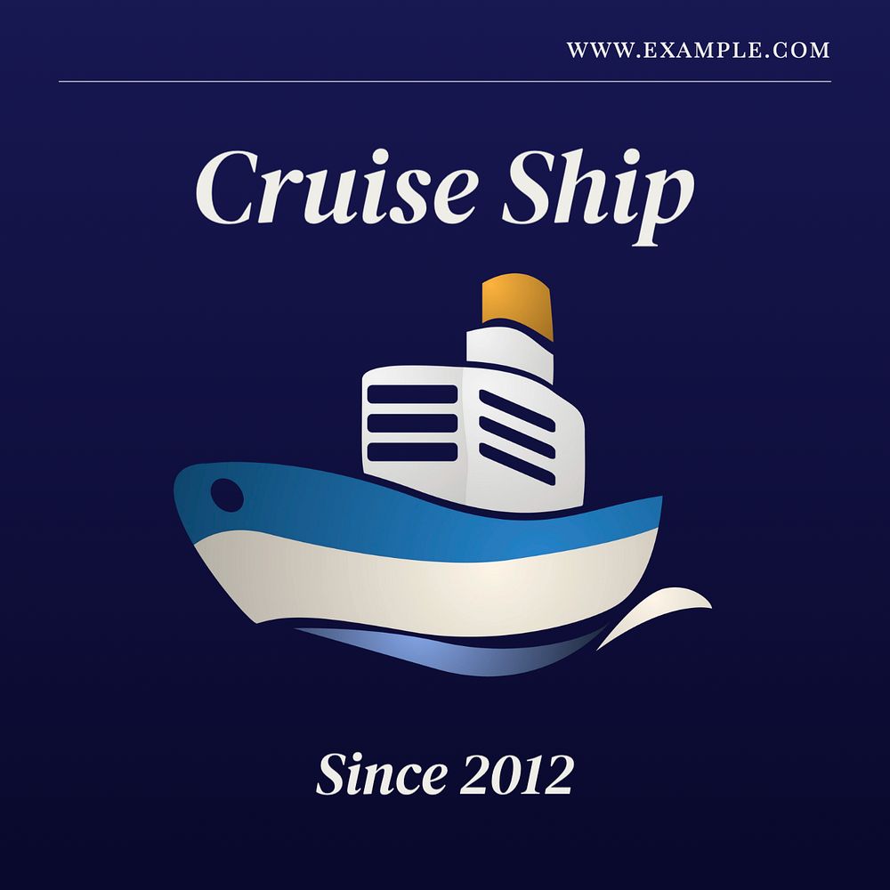 Cruise ship Instagram post template, editable text