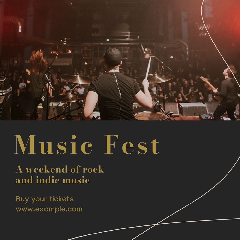 Music fest Instagram post template, editable text