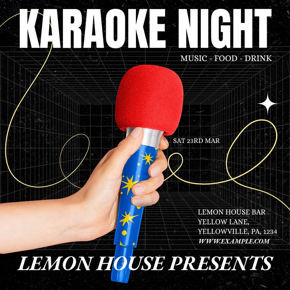 Karaoke night Instagram post template, editable text