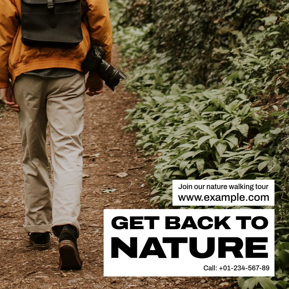 Get back to nature Instagram post template, editable text