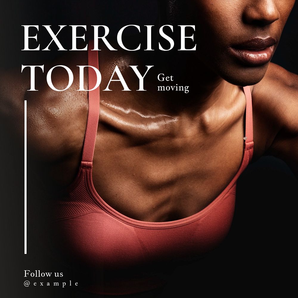 Exercise today Instagram post template, editable text