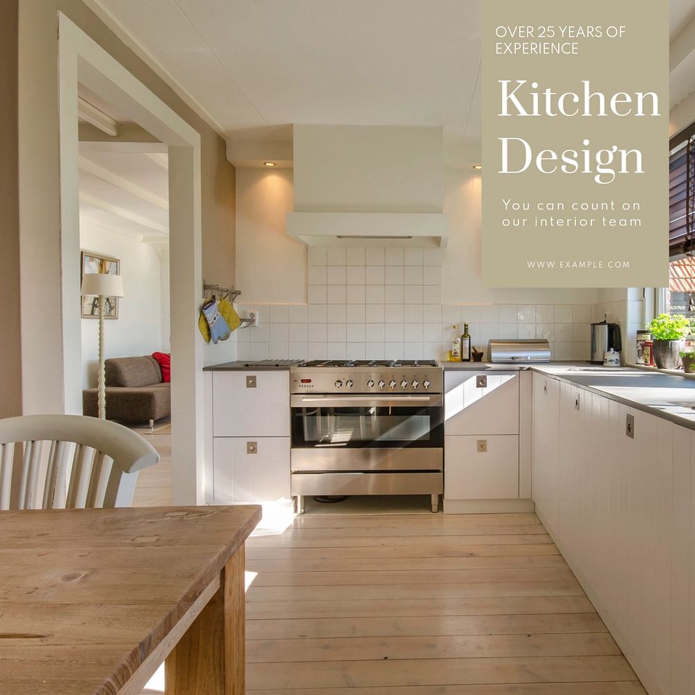 Kitchen design Instagram post template, editable text