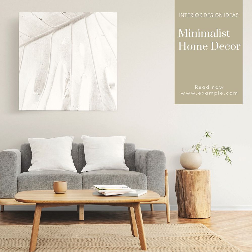 Minimalist home decor Instagram post template, editable text