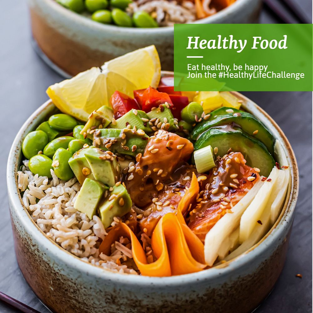 Healthy food Instagram post template, editable text