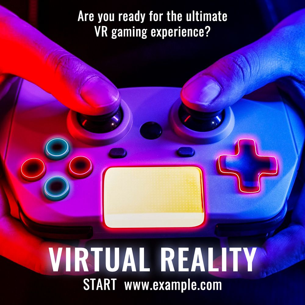 Virtual reality Instagram post template, editable text