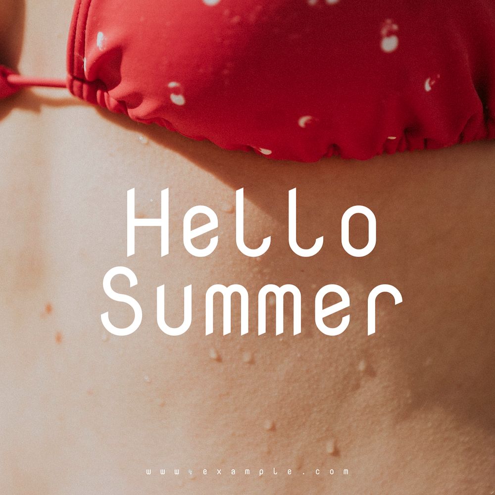 Hello summer Instagram post template, editable text