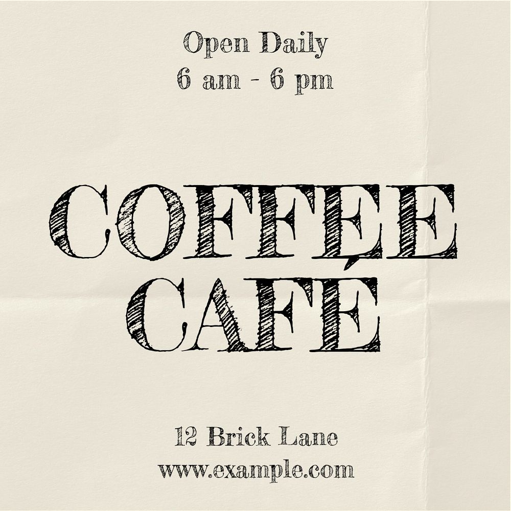 Coffee cafe Instagram post template, editable text