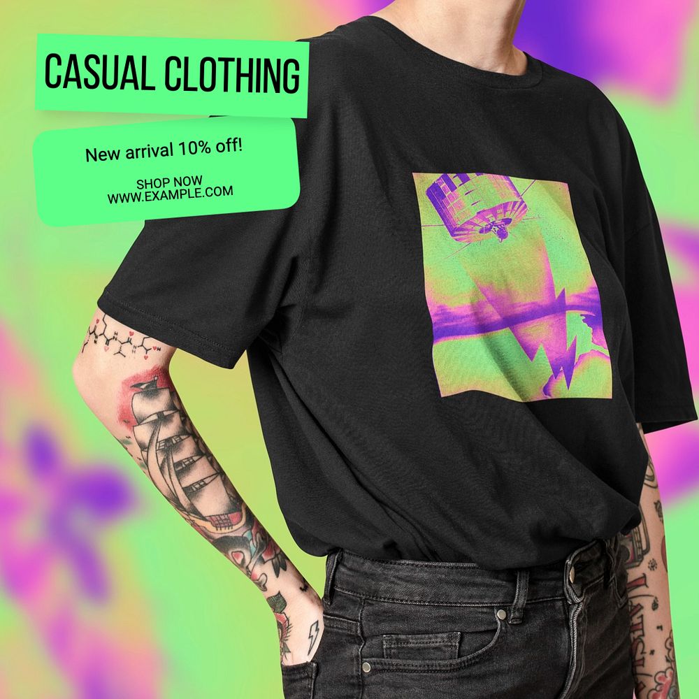 Casual clothing Instagram post template, editable text