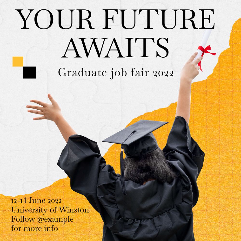 Graduate job fair Instagram post template, editable text