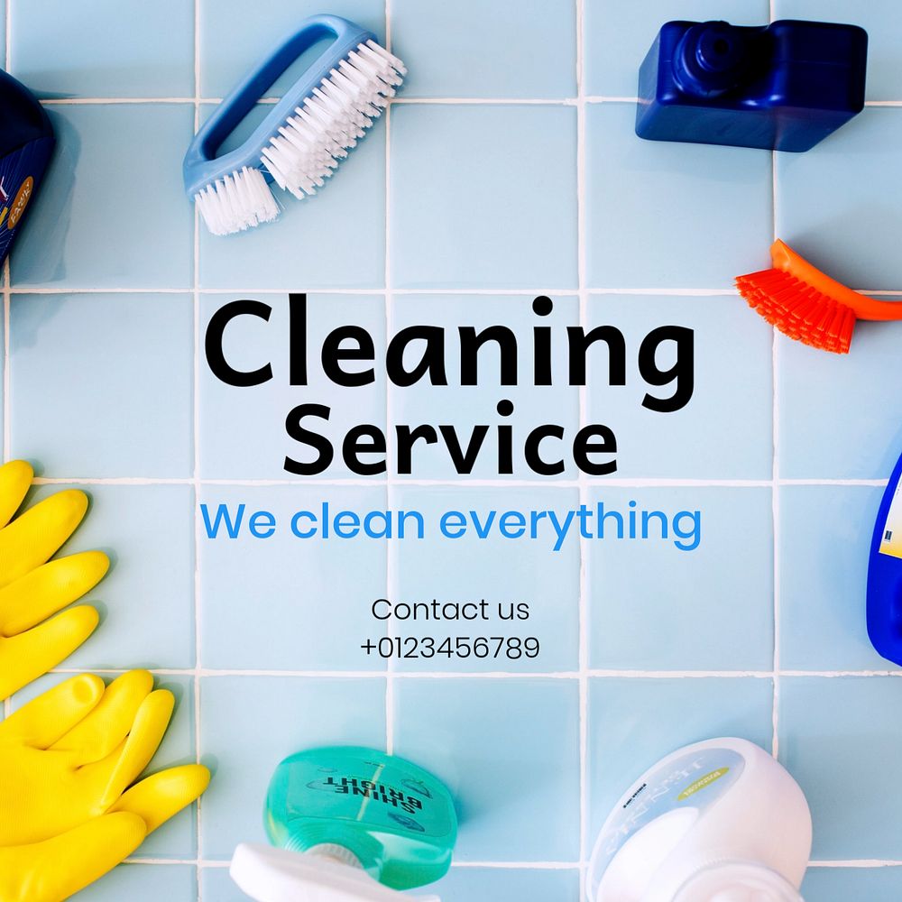 Cleaning service Instagram post template, editable text