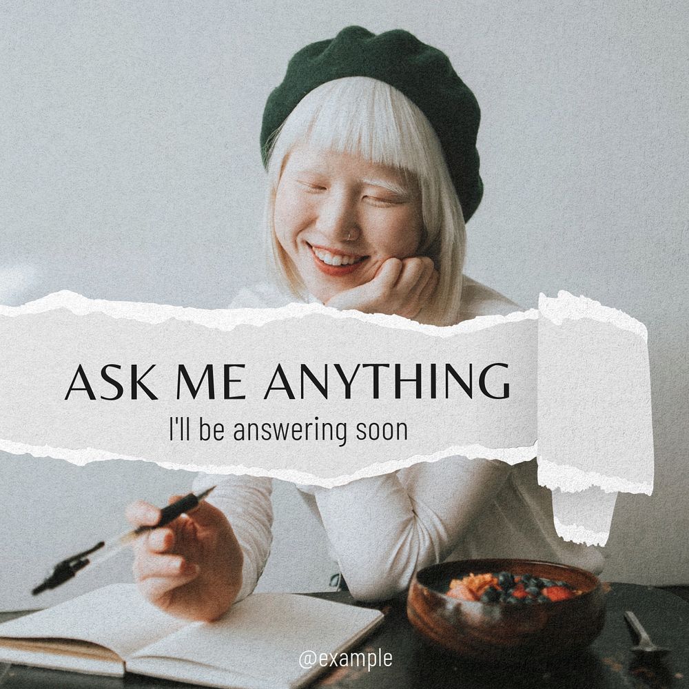 Ask me Instagram post template, editable text