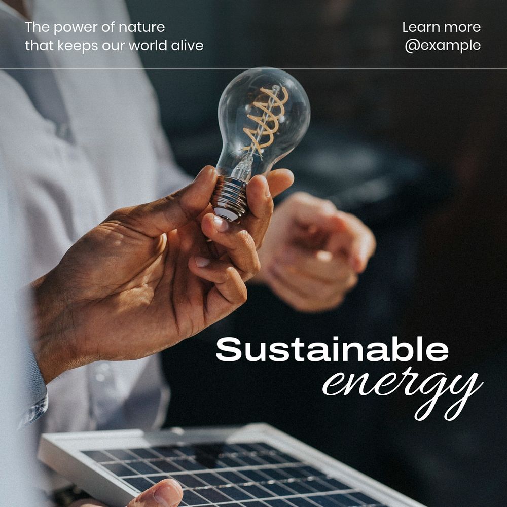 Sustainable energy Instagram post template, editable text