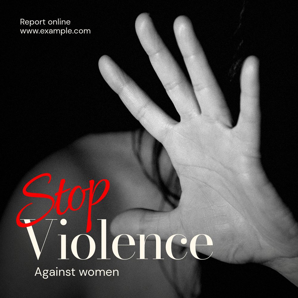 Violence against women Instagram post template, editable text