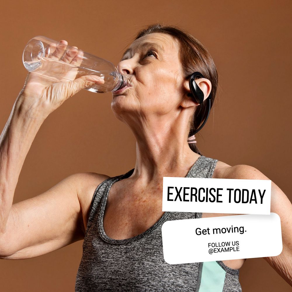 Exercise today Instagram post template, editable text