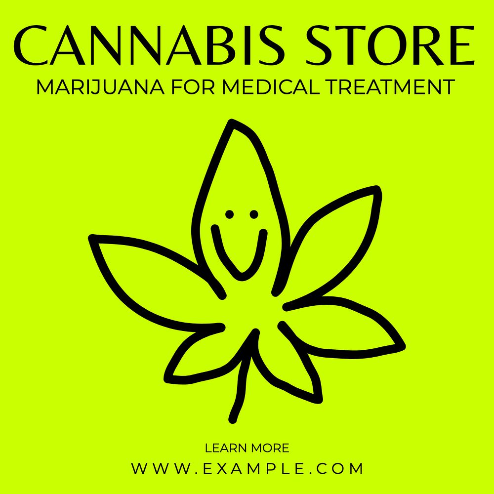 Cannabis store Instagram post template, editable text