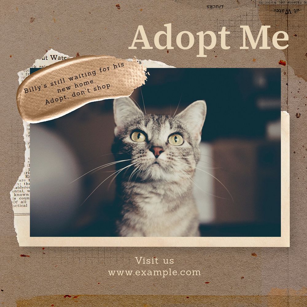 Adopt don't shop Instagram post template, editable text